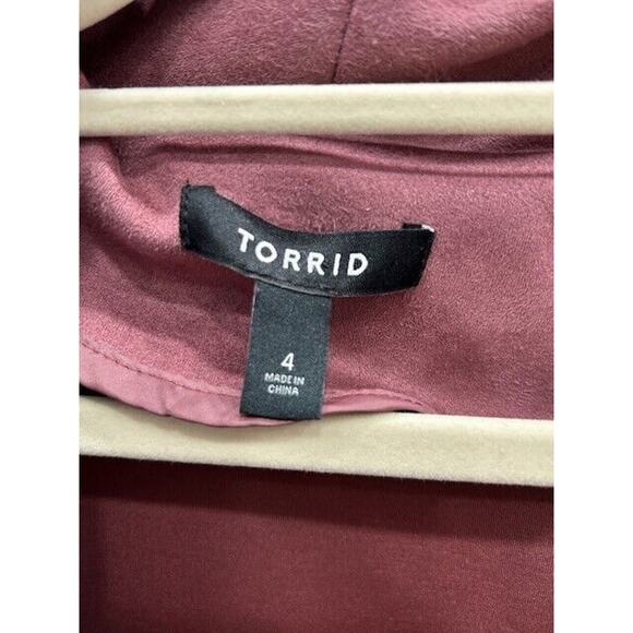 Torrid Womens Faux Suede Peplum Jacket Spread Collar Moto Mauve Pink Plus Size 4 - Picture 7 of 12